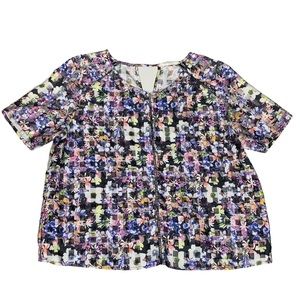 BCNU Sheer Checkered Boxy Top with Back Cut Out